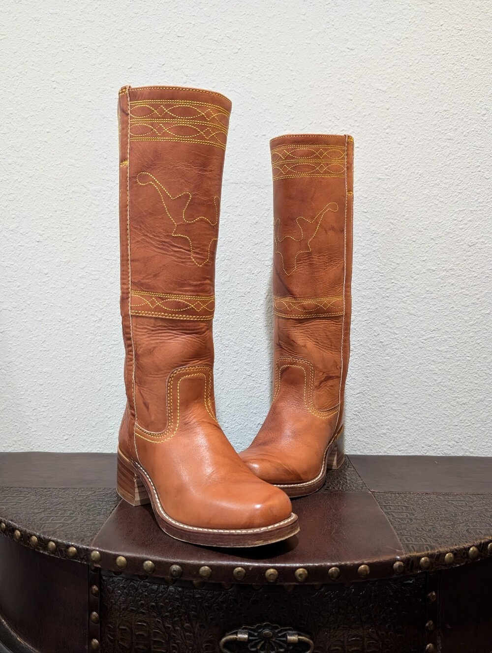 Frye Vintage Campus Stitching Horse Tall Knee High Boots Size 6